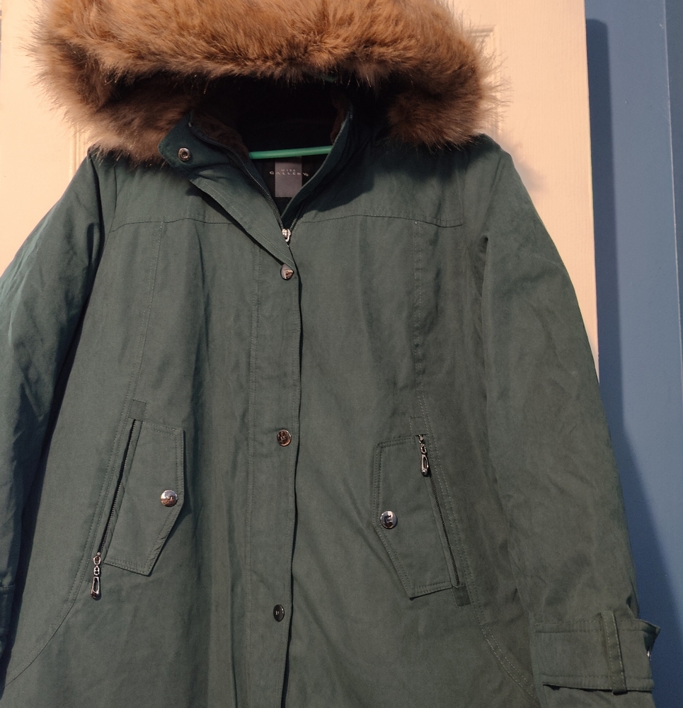 Miss Gallery Women's green hoodie Long Coat US Size XLarge color green